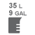 volume of 9 gal